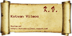 Kotvan Vilmos névjegykártya